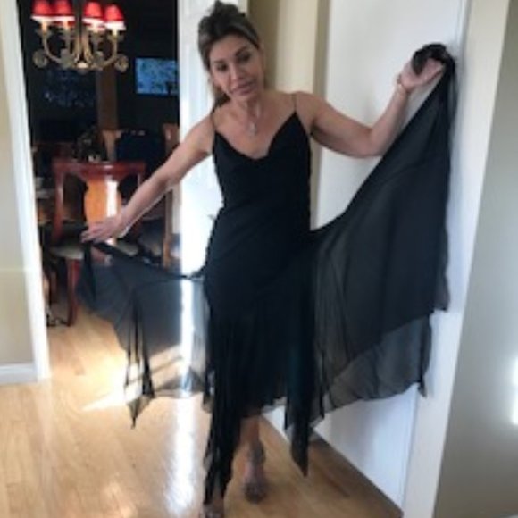 Dina Bar - El Silk Spaghetti Straps Cocktail Dress - Picture 5 of 6